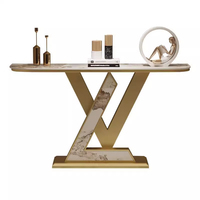 Table console moderne de luxe léger en pierre de haute qualité, table d'entrée élégante pour salon, couloir d'hôtel, villa
