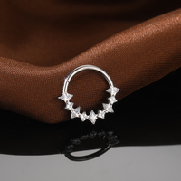 ASTM F136 Titanium Marquise dan cincin hidung Clicker Segmnet berengsel zirkon persegi grosir cincin Septum hidung