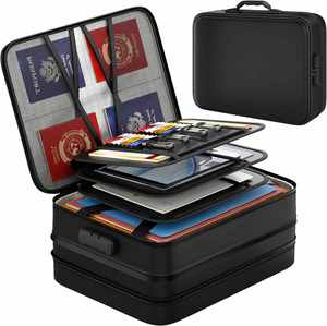 Sac et boîte de rangement pour documents en gel de silice multicouche, ignifuge et imperméable, avec serrure, design extensible et fermeture sécurisée - Product Image 1
