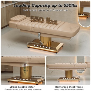 Lit de Beauté Moderne Blanc et Or pour Salon de Beauté, Lit de Spa Facial Médical, Lit de Cils, 3 <span class=keywords><strong>Moteurs</strong></span>, Inclinable Électrique, pour Thérapie Cosmétique - Product Image 3