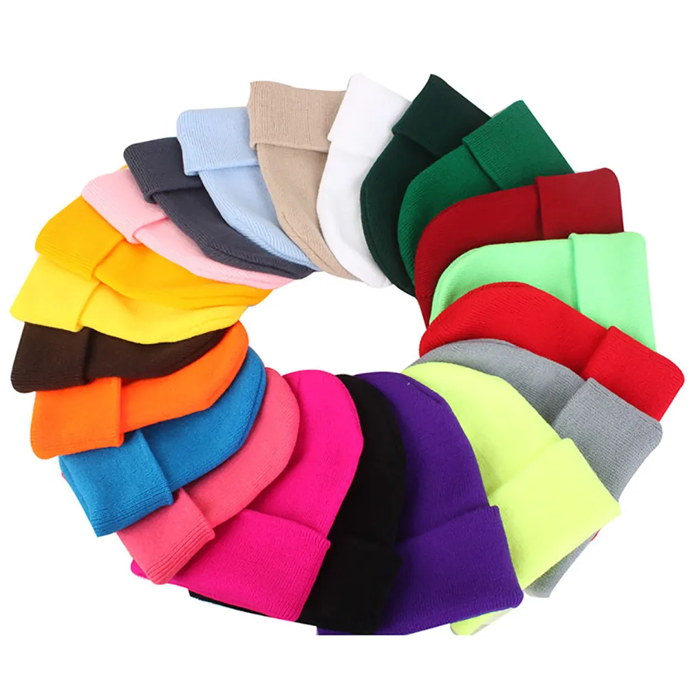 Women Men Beanies Female Girls Solid Color Beanie Warm Bonnet Casual Autumn Skull Cap Custom Blank Knitted Plain Winter Hats