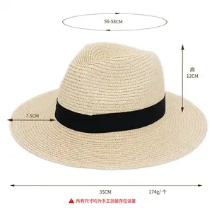 Chapéus de palha unissex para mulheres e homens, chapéus de sol de verão respirável Fedora Beach, chapéus de palha com touca Panamá, novidade de 2024