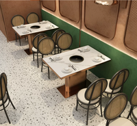 Meubles de restaurant coréens et brésiliens pour barbecue et hot pot, en pierre de marbre, comprenant table de grill, banquette et chaise de salle à manger