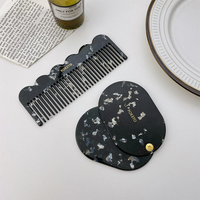 Ensemble peigne et miroir rétro personnalisé CHUJIAN, plaque en acétate épaissie, miroir double face