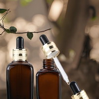 Flacon de sérum pour soins de la peau en verre brun de luxe, 20 ml-100 ml, avec bouchon à vis et compte-gouttes, coffret pour diffuseur