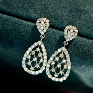 Aazuo – bijoux fins en or blanc massif 18 carats, or jaune, diamants véritables, boucles d'oreilles en forme de goutte d'eau, cadeau pour femmes, pour banquets élégants - Product Image 3