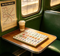 Jeu de Mahjong américain en acrylique personnalisé avec les monuments de New York, 160 pièces gravées, jeu de société de voyage, souvenir, cadeau