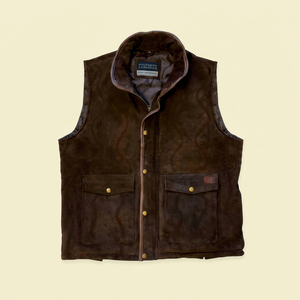 Chaqueta de Invierno Personalizada de Cuero Gamuzado para Hombre, Transpirable, de Secado Rápido, Manga Larga, Color Marrón Oscuro - Product Image 1