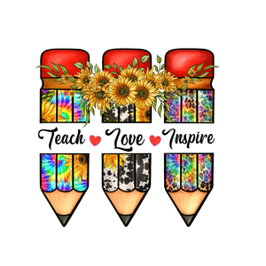 ลายพิมพ์รีดร้อนแบบกำหนดเอง ลาย Teach Love พร้อมกดติดเสื้อยืด - Product Image 1