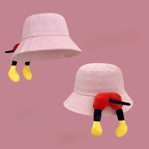 Lindo personaje clásico <span class=keywords><strong>de</strong></span> dibujos animados trasero y palma diseño verano fino pescador sombrero versátil cara adelgazante sombrero <span class=keywords><strong>de</strong></span> cubo para mujeres - Product Image 4