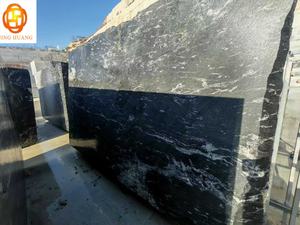 Dalle de marbre italien moderne polie, élégante et poétique, motif de peinture à l'encre noire et blanche, tempête cosmique cambrienne, pierre naturelle - Product Image 4