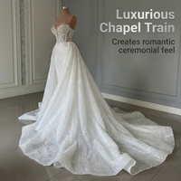 Nouvelles Robes de Mariée 2026 Style Luxe en Dentelle Perlée et Pailletée, Bustier avec Traîne Longue Amovible