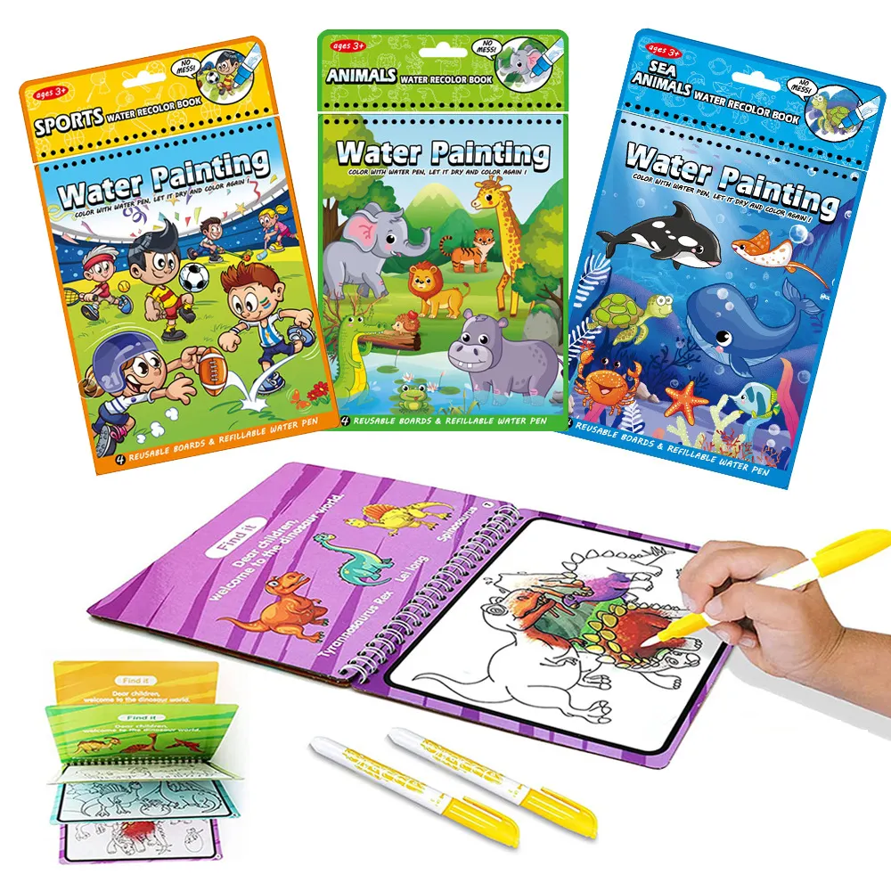 Çocuklar için büyülü çizim kitabı eğitici oyuncak sihirli su çizim kitabı