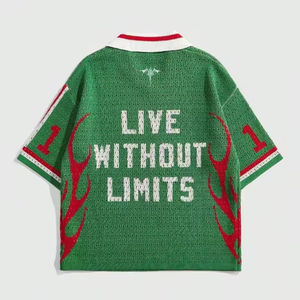 เสื้อยืดโปโลถักลายแจ็คการ์ดแขนสั้นผ้าฝ้าย 100% สำหรับผู้ชาย รับผลิตแบบ OEM & ODM พร้อมโลโก้ตามสั่ง - Product Image 6