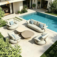Juego de Sofás de Exterior de Lujo Estilo Nórdico, Muebles de Jardín de Aluminio para Villa, Hotel, Balcón, Resort, Patio