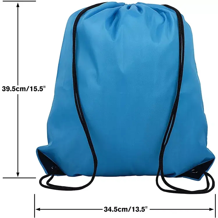 High quality reusable waterproof polyester sports drawstring bags for gym