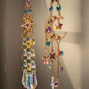 Campana de Viento de Cristal con Diamantes de Colores Colgantes, <span class=keywords><strong>Sol</strong></span> y Luna, Arcoíris para Jardín, Adorno Hecho a Mano para Decoración de Pared <span class=keywords><strong>del</strong></span> Hogar - Product Image 3