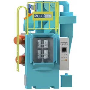 Stainless steel frame double station rotary table shot blasting machine