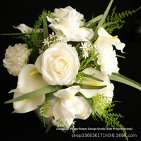 Yi Yage SH268 Hochwertiger Seidenblumenstrauß mit konservierten Rosen, weißen Tulpen, Callas, Lilien und Dahien aus China für Bräute bei der Standesamtregistrierung
