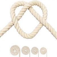 Cordon en coton noir torsadé à 3 brins pour macramé (Beige 6 mm x 16 pieds, couleur unie)