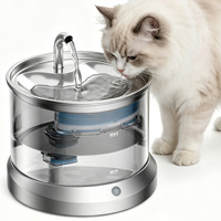 Fontaine à eau portable intelligente et élégante en acier inoxydable, rechargeable, sans pompe, pour chats et chiens