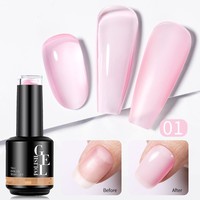 Vernis Gel UV 15ml à Marque Privée, Fonction Soak-Off, Non Toxique, Couleur Rose Nude, Haute Qualité, Gel Base Caoutchouc 2-en-1 pour Ongles