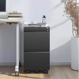 DB 2-<b>Drawer</b> Metal Mobile File Cabinet Fully Assembled Rolling File Cabinet <b>Lock</b> for Hanging Legal/Letter/A4 Size for Workshops - Product Image 1