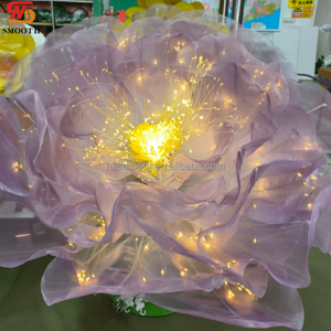 Grande Composition Florale LED Faite à la Main en Organza, Pivoine Géante, Décoration de Mariage Extérieure et Intérieure, Tissu Transparent - Product Image 4