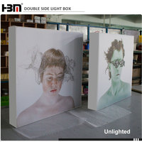 Boîte à lumière en tissu LED à éclairage par les bords, double face, sans cadre, portable, facile à assembler, marque HBM