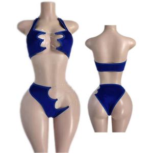 Ailangke Grosir Pakaian Wanita 2 Potong Set Jeans Bikini Tali Serut Pakaian Tari Eksotis - Product Image 3