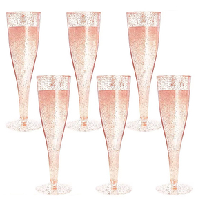 Lot de 50 flûtes à <span class=keywords><strong>champagne</strong></span> jetables en plastique rose doré scintillant, 4,5 oz (135 ml), pour mariage <span class=keywords><strong>et</strong></span> fête - Product Image 1