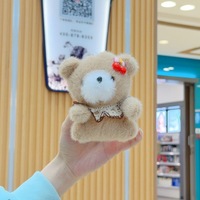 Porte-clés en peluche ours mignon avec écharpe, poupée en peluche de dessin animé, pendentif de sac, jouet pour machine à griffes, breloque de sac à dos, cadeau, vente en gros