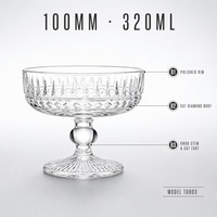 Bol en verre rétro à rayures verticales avec pied, 320 ml, multicolore, pour desserts, vaisselle, coffret cadeau, cadeau de mariage, cadeau de pendaison de crémaillère