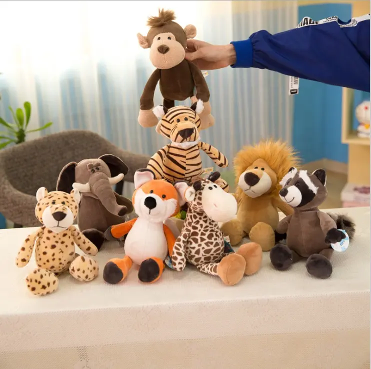 Soft Lovely Comfort Plush Elephant Raccoon Toys Forest Jungle Series Animal Stuffed Plush Lion Tiger Toy Gift For Children