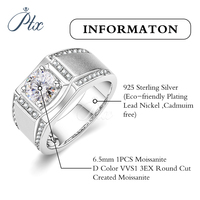 Bague de mariage en argent sterling 925 avec pierre précieuse ronde VVS 1ct, diamant pour homme, moissanite, vente en gros