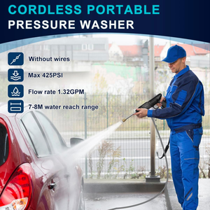 Idropulitrice Portatile Senza Fili 18V ad Alta Pressione - Batteria al Litio Ricaricabile, Motore Brushless, Pistola ad Acqua Elettrica 2500PSI, Serbatoio da 10L - Product Image 2