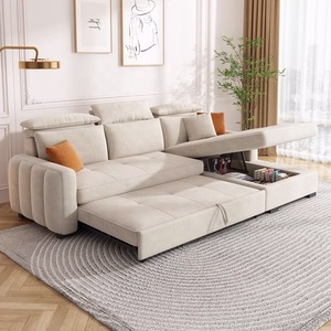 Divano <span class=keywords><strong>Letto</strong></span> Moderno a L in Tessuto per Soggiorno e Camera da <span class=keywords><strong>Letto</strong></span> con Poggiatesta Regolabili Morbidi e Mobile Contenitore Estensibile - Product Image 3