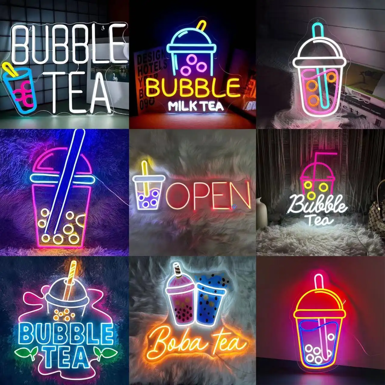 Winbo Dropshipping Vente en gros enseigne lumineuse personnalisée enseigne lumineuse LED pour décoration de fête de mariage enseigne lumineuse personnalisée pour bubble tea