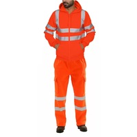Ensemble de vêtements de travail réfléchissants à haute visibilité pour les agents d'assainissement - Sweat-shirt à capuche doublé en polaire + pantalon uniforme