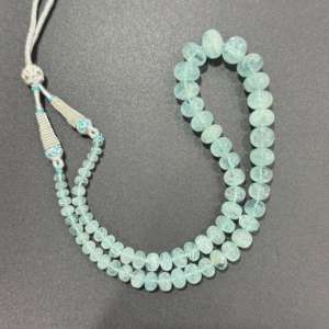 Beau collier de pierres précieuses aigue-marine perles de Rondel lisses aigue-marine transparentes de haute qualité perles de pierres précieuses aigue-marine - Product Image 1