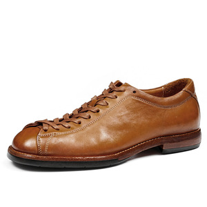 Zapatos Oxford de Cuero con Punta Redonda, Cordones, Transpirables, para Oficina y Trabajo, para Todas las Temporadas, Color Sólido, Suela de Goma, Forro de Cuero Genuino - Product Image 5