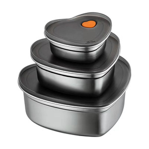 304 Stainless Steel Heart Shaped Food <b>Storage</b> Container With Seal Lid For Refrigerator And Lunch <b>Box</b> Use - Product Image 3