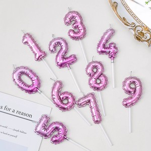 Pink Number Balloon Candles 0-9 Birthday Cake Decorations Disposable Unscented - Product Image 4