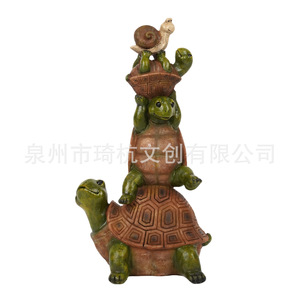 Ornement de jardin en résine en forme de tortues empilées, décoration de cour extérieure, artisanat autoportant en forme d'animal, cadeau - Product Image 4