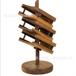 <b>Solid</b> <b>Wood</b> Multi Layer Storage Rack Pen Holder For Office <b>Desk</b> Student Stationery Round Shelf - Product Image 5