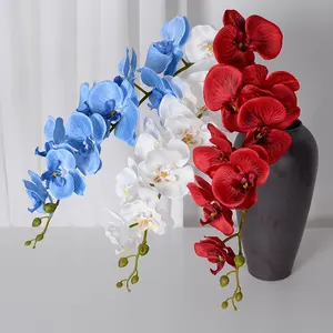 Bunga Anggrek Kupu-kupu Cetak 3d Buatan Anggrek Phalaenopsis Biru Bunga Anggrek Imitasi Sentuhan Nyata untuk Dijual