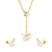 Parures de bijoux de luxe en acier inoxydable avec breloques alphabet en cristal plaqué or et strass, prix de gros