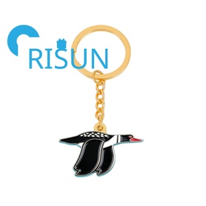 Porte-clés en métal 3D personnalisé, mignon, en émail souple ou dur, avec motifs d'animaux sauvages <span class=keywords><strong>du</strong></span> Maine (oiseaux aquatiques, canard, émeraude) - Vente en gros - Product Image 4