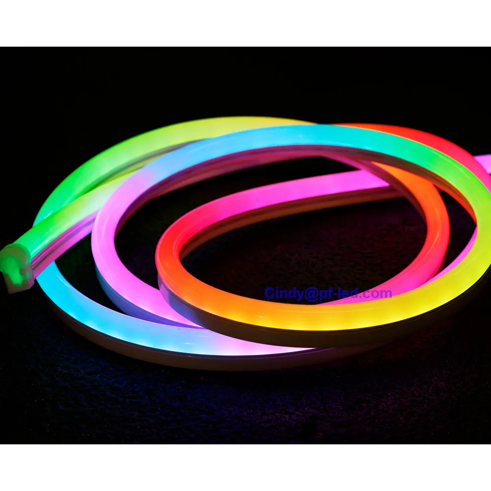 8x16mm Dynamic RGB Round LED Neon Flex 24 Volt Pixel IP67 Tube Strip light facade lighting outdoor neon flex