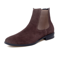 Bottes habillées à bout pointu en cuir de vachette confortables pour hommes, grandes tailles 38-48/6.5-14, bottines décontractées en cuir